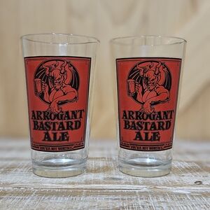 Arrogant Bastard Ale | Pair Of Branded Pint Glasses